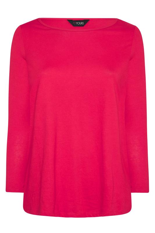 Plus Size Hot Pink Long Sleeve T-Shirt | Yours Clothing 5