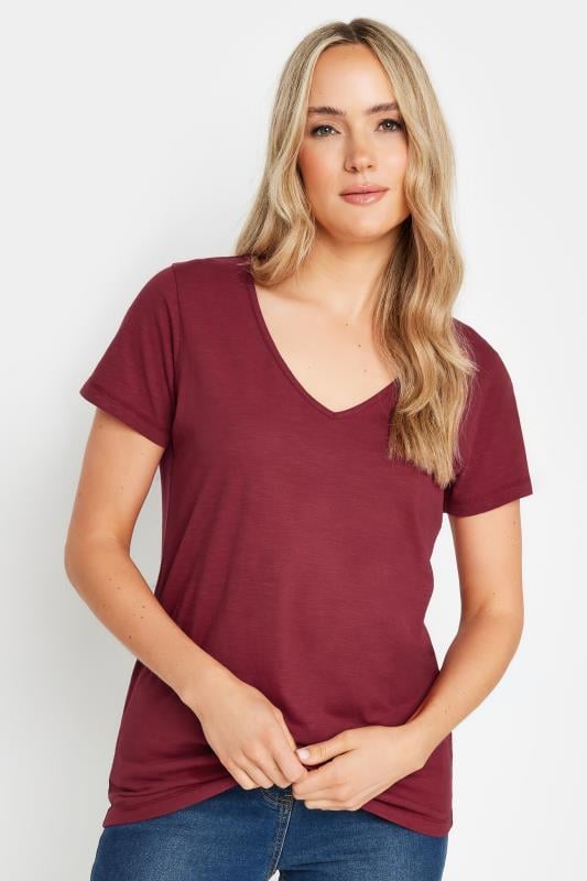 Tall  LTS Tall Burgundy Red V-Neck T-Shirt