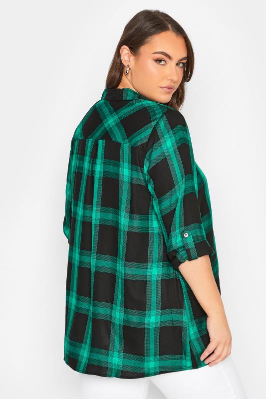 Curve Green & Black Checked Zip Top | Yours Clothing 3