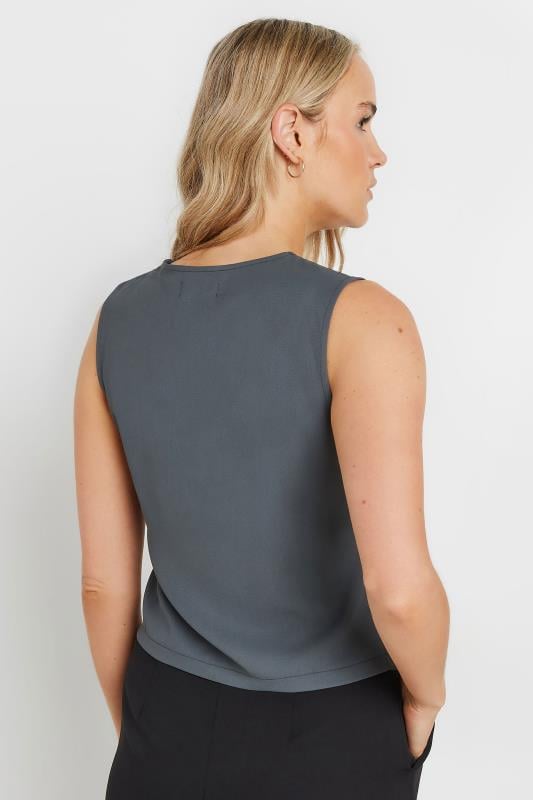 LTS Tall Grey Sleeveless Waistcoat Top | Long Tall Sally 4