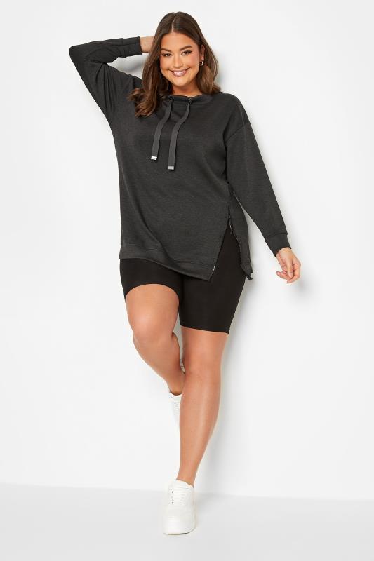YOURS Curve Plus Size Charcoal Grey Split Side Sweatshirt | Yours Clothing  3