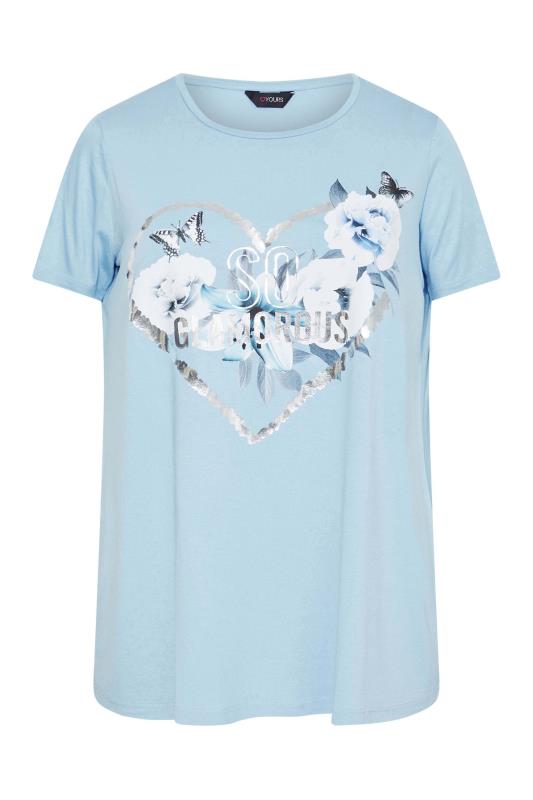 Plus Size Blue 'So Glamorous' Slogan Graphic T-Shirt | Yours Clothing 6