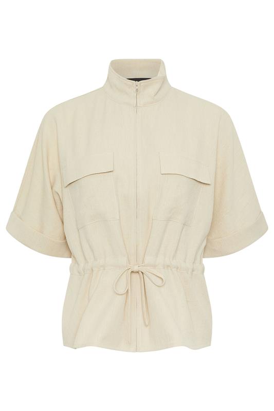 PixieGirl Petite Women's Natural Brown Funnel Neck Shacket | PixieGirl 6