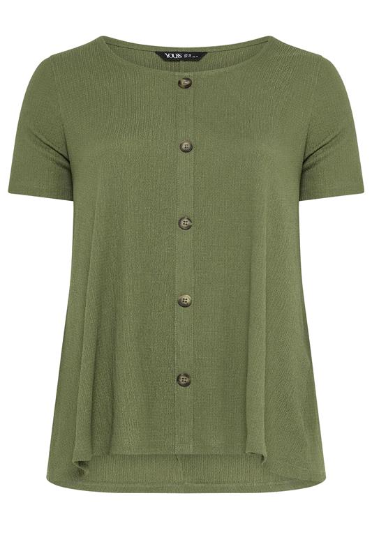 YOURS Plus Size Olive Green Crinkle T-Shirt | Yours Clothing 5
