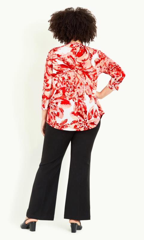 Evans White & Red Floral Print Zip Neck Top 4