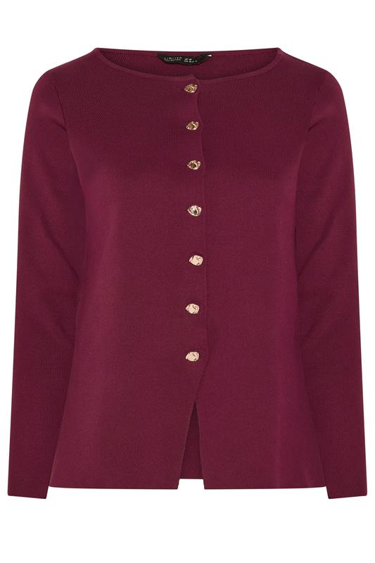 LIMITED COLLECTION Plus Size Cobalt Burgundy Red Compacted Knit Cardigan | Yours Clothing 7