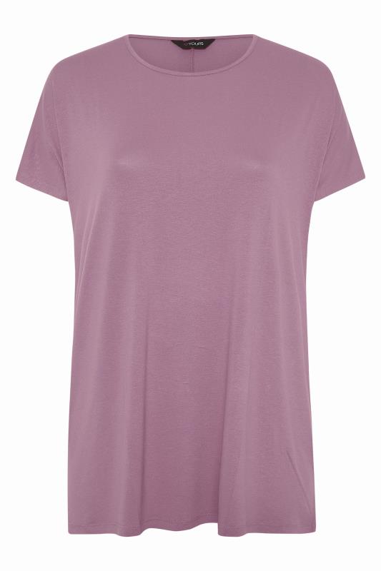 Curve Mauve Purple Dipped Hem Short Sleeved T-Shirt_F.jpg