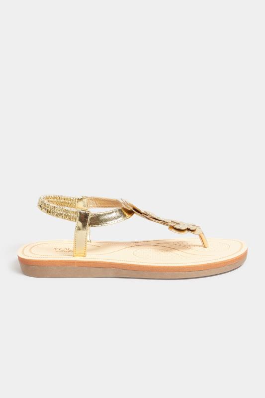 Gold Diamante Butterfly Sandals In Extra Wide EEE Fit | Yours Clothing 2
