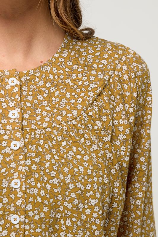 M&Co Mustard Yellow Floral Print Cotton Blouse | M&Co 5