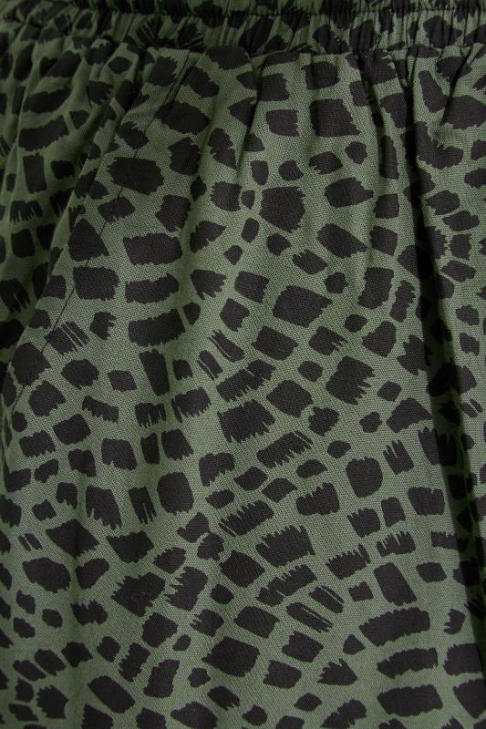 Plus Size Khaki Green Animal Print Print Cropped Joggers | Yours Clothing  4