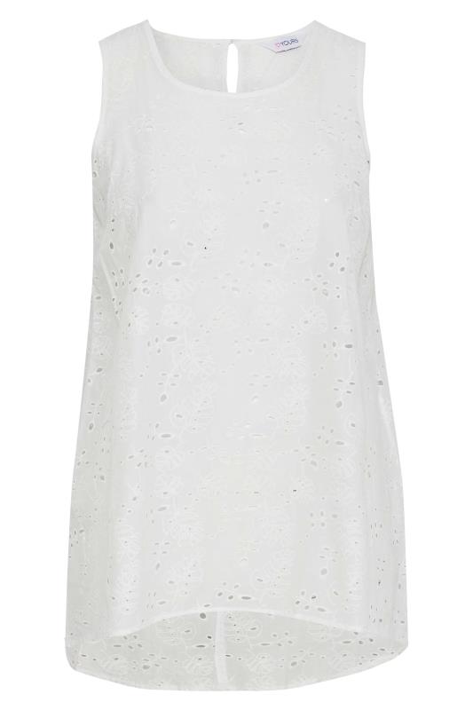 Curve White Broderie Anglaise Dipped Hemline Vest Top 5