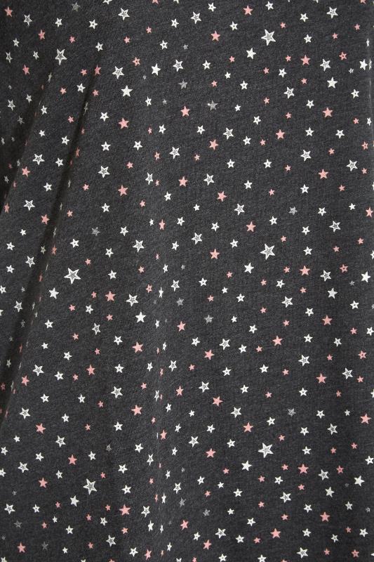 Grey Star Print Dipped Hem Pyjama Top_S.jpg