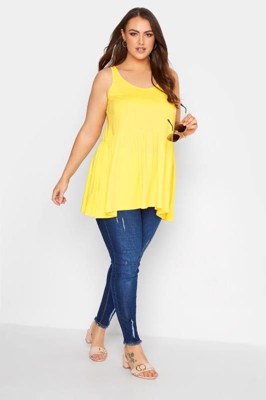 Yellow Peplum Vest Top | Yours Clothing 2