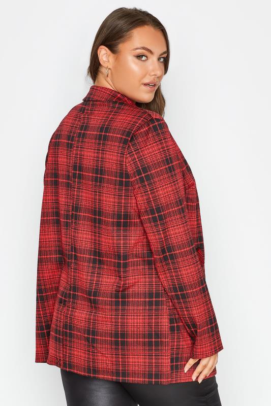 Plus Size Red Check Blazer Jacket | Yours Clothing 3