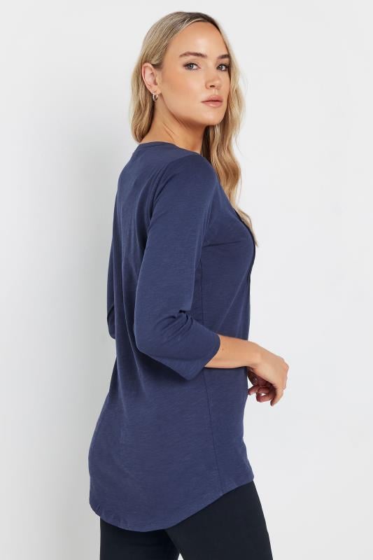 Tall Women's LTS MADE FOR GOOD Blue Henley Top | Long Tall Sally 3