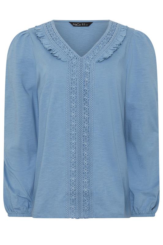 M&Co Blue Frill Cotton Blouse | M&Co 5