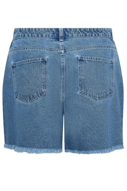 YOURS Plus Size Mid Blue Floaty Denim Shorts | Yours Clothing  5