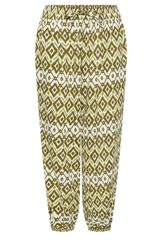 PixieGirl Petite Women's Green Abstract Harem Trousers | PixieGirl 5