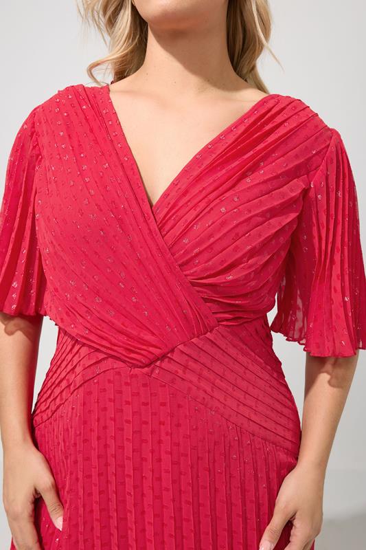 YOURS LONDON Plus Size Red Chocolate Brown Metallic Dobby Wrap Dress | Yours Clothing 4