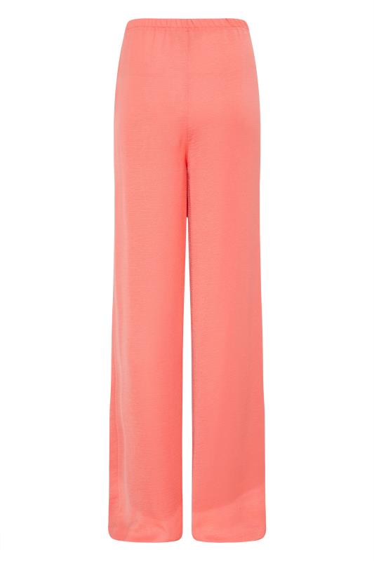 LTS Tall Womens Coral Pink Lightweight Twill Wide Leg Trousers | Long Tall Sally 5
