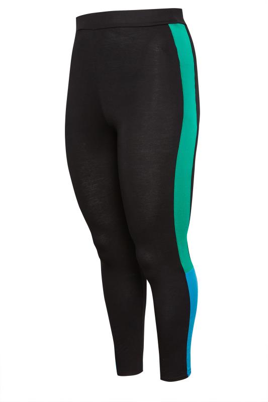 YOURS ACTIVE Plus Size Black Side Stripe Leggings | Yours Clothing 5