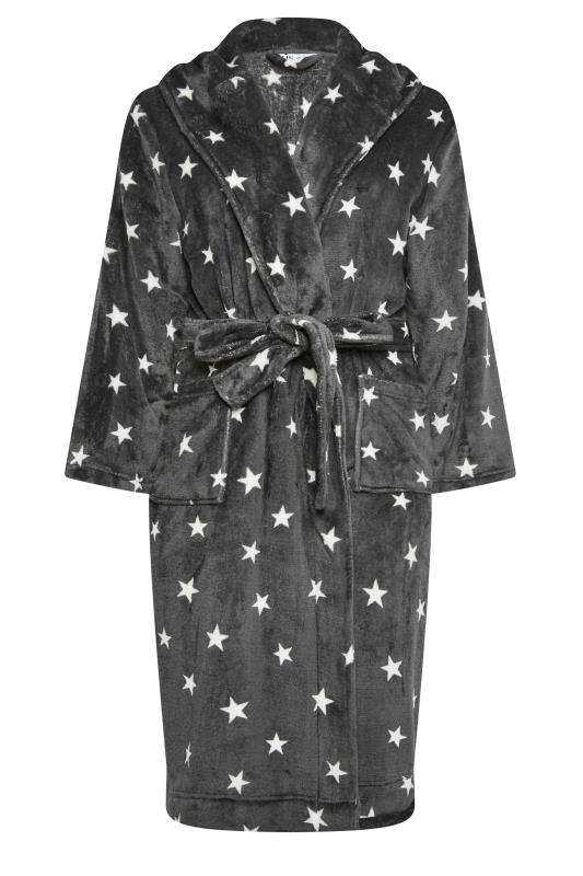 YOURS Curve Grey Star Print Dressing Gown | Yours Clothing 8