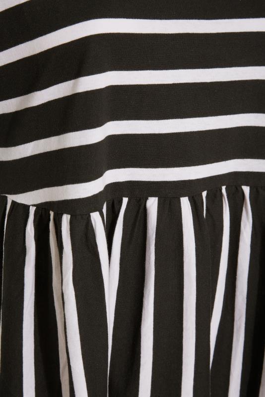Plus Size Black Stripe Drop Shoulder Peplum Top | Yours Clothing 5