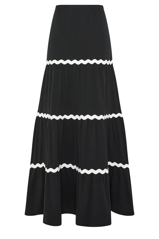 LTS Tall Women's Black Contrast Swirl Cotton Maxi Skirt | Long Tall Sally 5