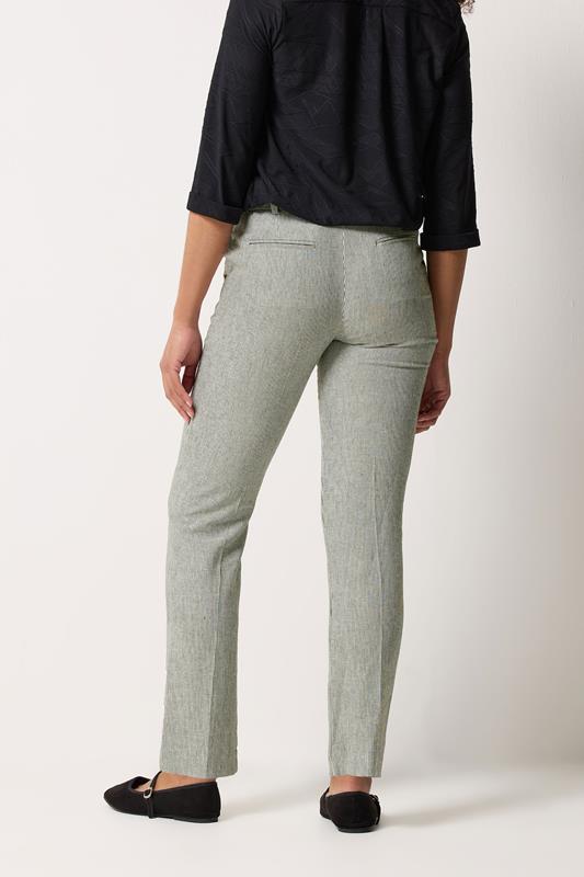 M&Co Grey Stripe Tailored Linen Trousers | M&Co 2