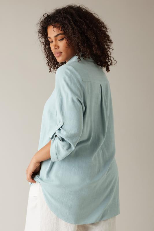 EVANS Plus Size Light Blue Tab Sleeve Shirt | Evans 3