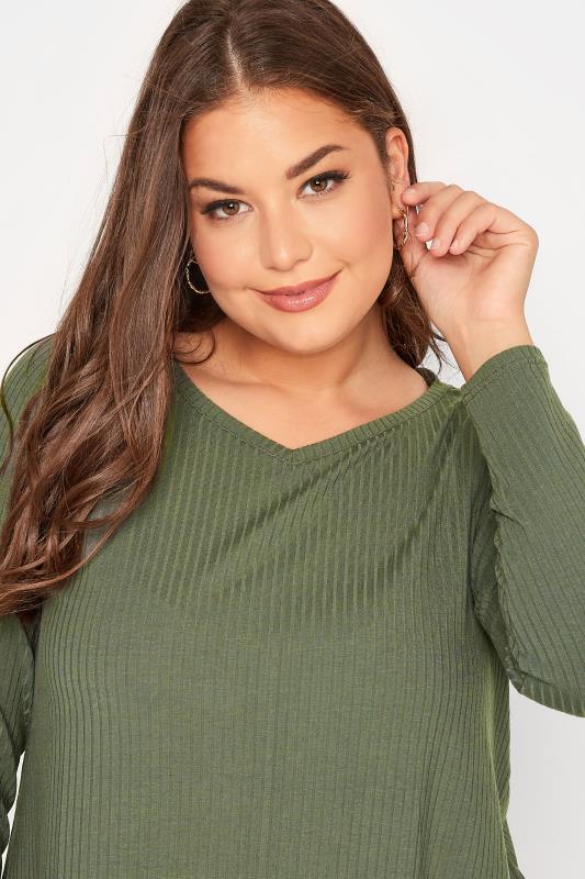 Plus Size Khaki Green Long Sleeve Top | Yours Clothing 4