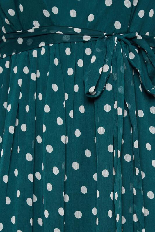 YOURS LONDON Plus Size Green Polka Dot Ruffle Maxi Dress | Yours Clothing 5