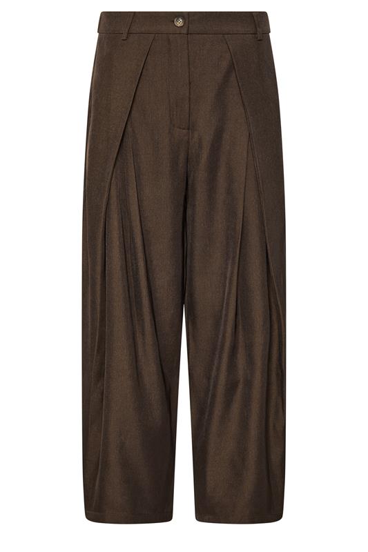 PixieGirl Petite Women's Chocolate Brown Pleated Wide Leg Trousers | Pixie Girl 1