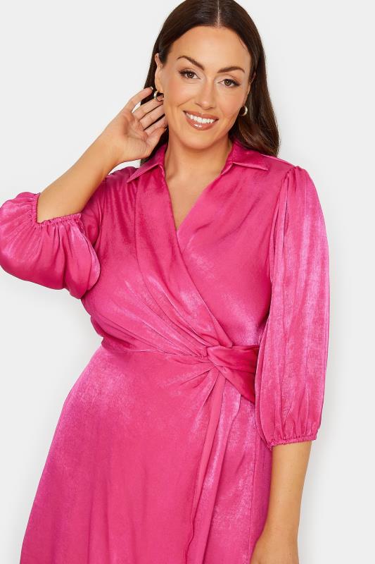 M&Co Pink Satin Wrap Dress | M&Co 5