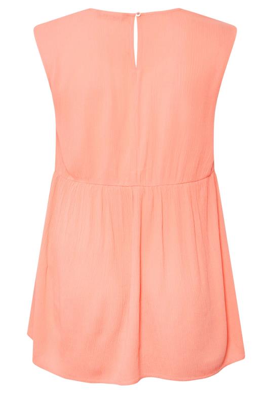 LIMITED COLLECTION Plus Size Coral Orange Crinkle Boxy Peplum Vest Top | Yours Clothing 8