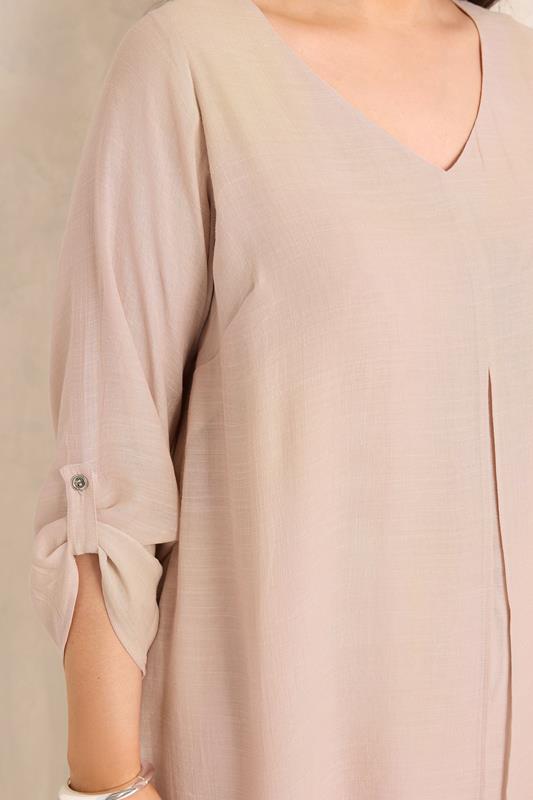 EVANS Plus Size Blush Pink Double Layer Blouse | Evans 4