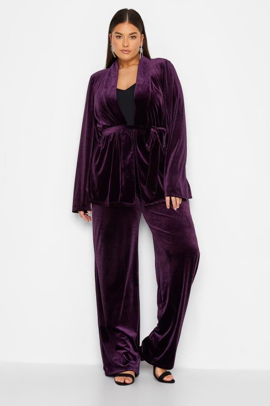 LTS Tall Women's Purple Velvet Belted Blazer | Long Tall Sally 2