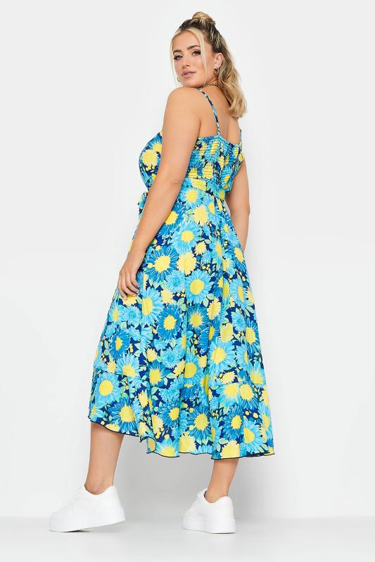 YOURS Plus Size Blue Floral Print Frill Hem Dress | Yours Clothing 3
