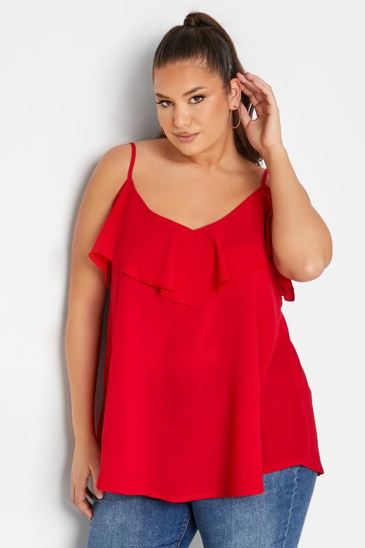 LIMITED COLLECTION Curve Red Frill Cami Top 4