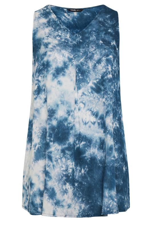 YOURS Curve Plus Size Blue Tie Dye Swing Top | Yours Clothing  5