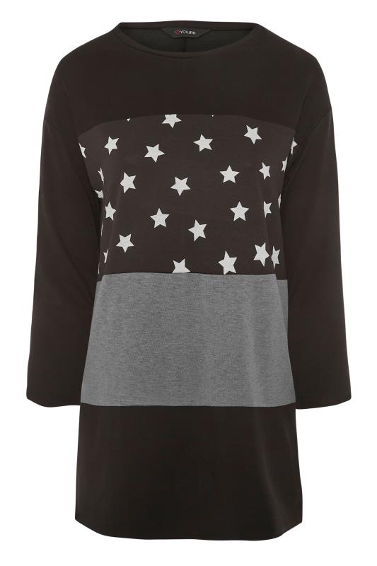 Plus Size Black Colour Block Star Print Top | Yours Clothing 6