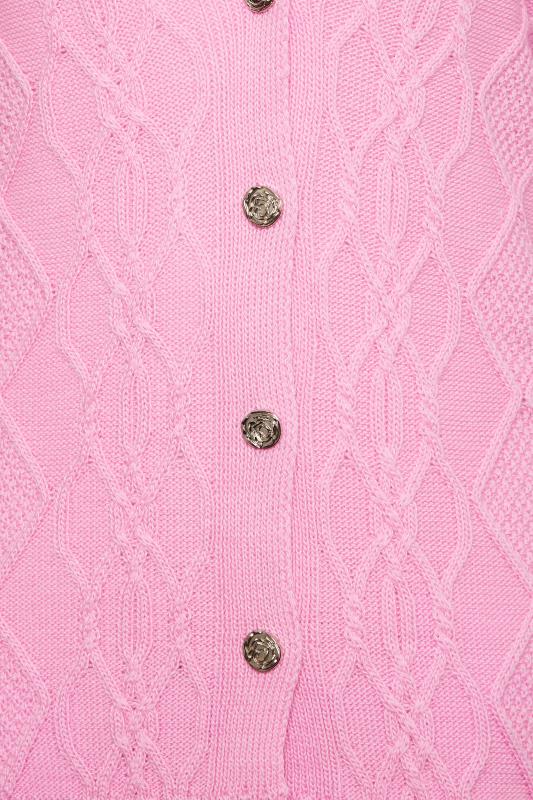 YOURS Plus Size Pink Knitted Buton Through Cardigan | Yours Clothing 5