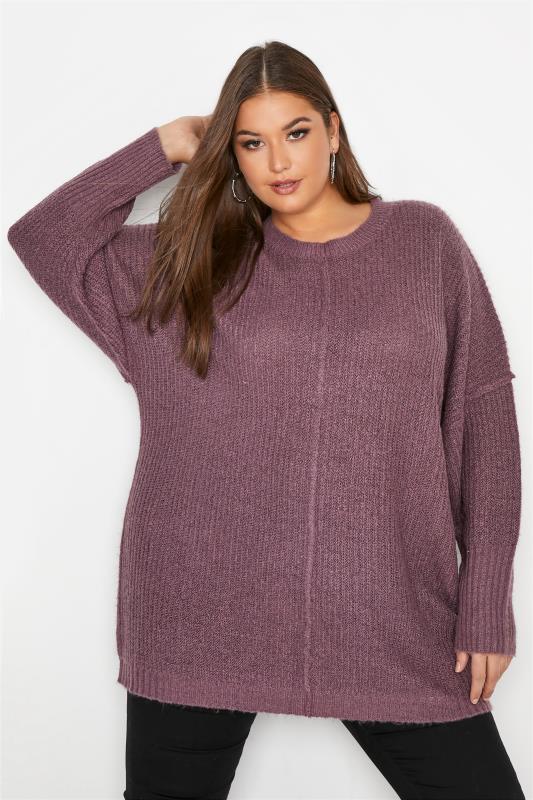  dla puszystych Curve Purple Oversized Knitted Jumper