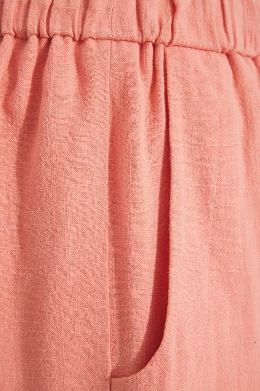 Curve Coral Pink Linen Shorts 3