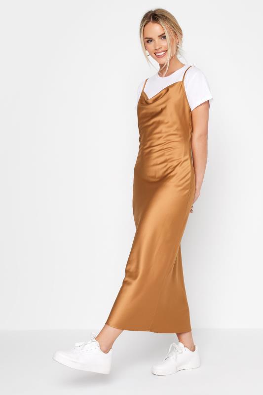 Petite Bronze Brown Satin Slip Dress 3