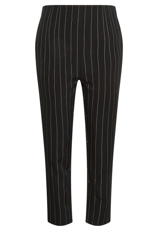 YOURS Plus Size Black Stripe Print Darted Waist Tapered Trousers | Yours Clothing 6