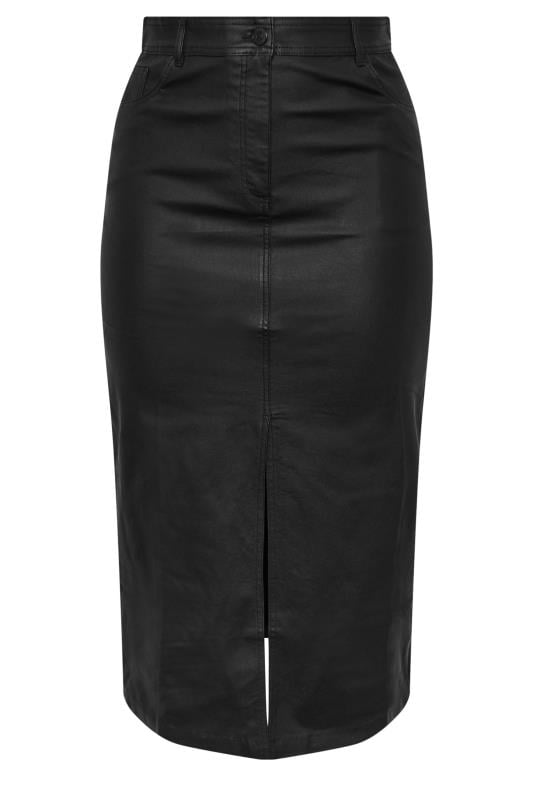 YOURS Plus Size Black Coated Split Hem Midaxi Skirt | Yours Clothing 10