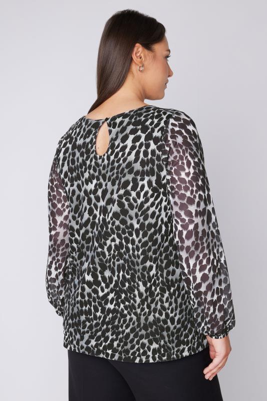 EVANS Plus Size Grey Leopard Print Mesh Top | Evans 3
