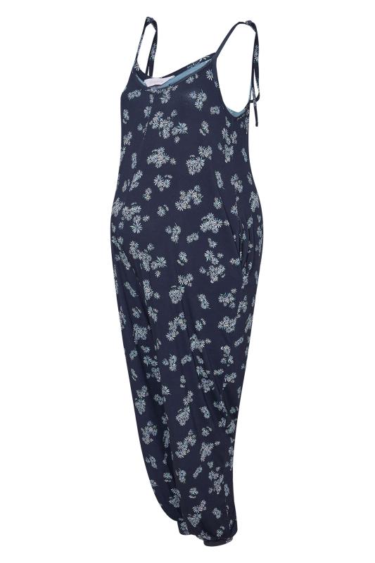 BUMP IT UP MATERNITY Plus Size Navy Blue Daisy Print Jumpsuit | Yours Clothing  6