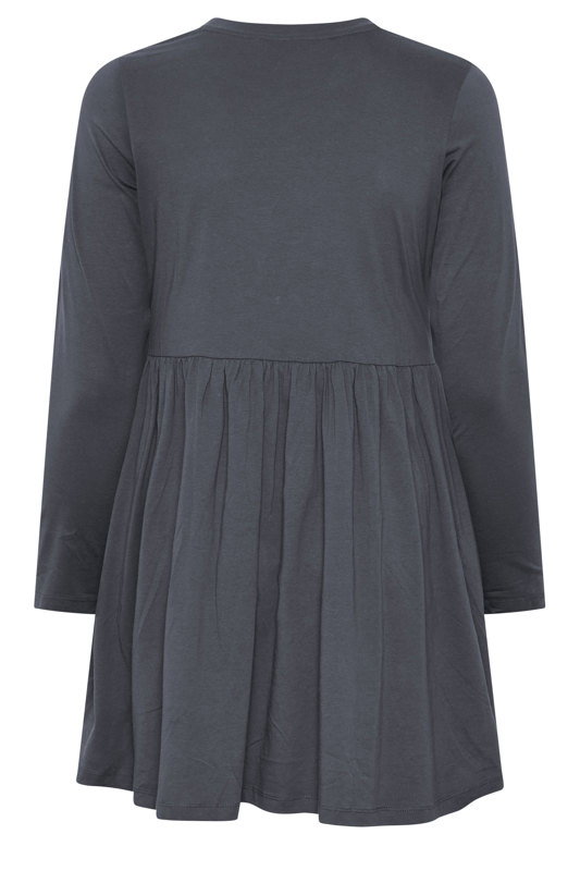 grey skater dress long sleeve YOURS Plus Size Peplum Mini Ax paris